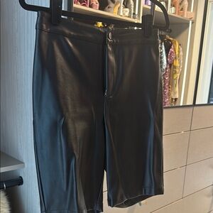 Black Leather Men's Shorts